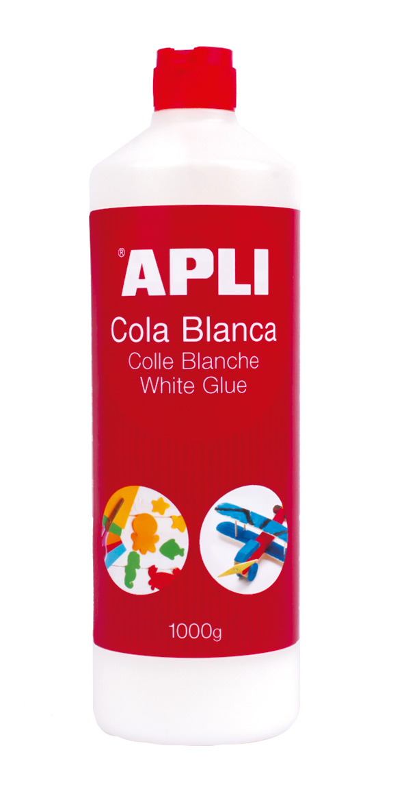 Apli Cola Blanca - 1000g - Secado Rapido - Resistente al Agua - Ideal para Manualidades y Trabajos Escolares Blanco