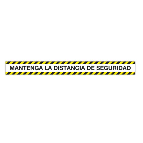 Apli Tira de Sealizacion Adhesiva "Mantenga Distancia de Seguridad" - 1000x100mm - Film de PVC de 100 Micras con Barniz Mate Protector - Adhesivo Solvente de Alta Resistencia