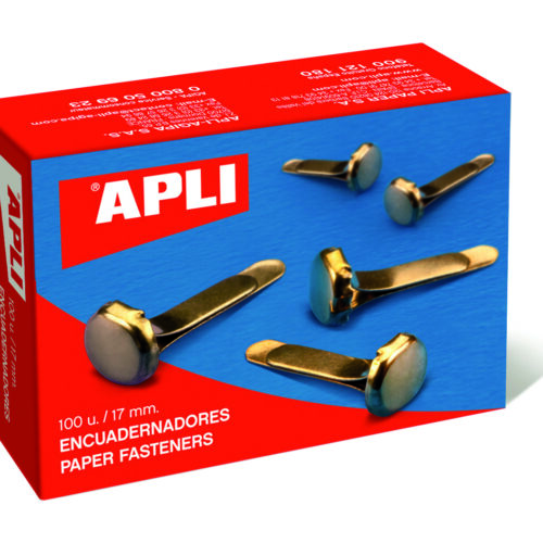 Apli Encuadernadores Metalicos Dorados 12mm - Caja de 100 - sin Arandela - Aptos para Todo Tipo de Documentos - Ideales para Encuadernar y Manualidades