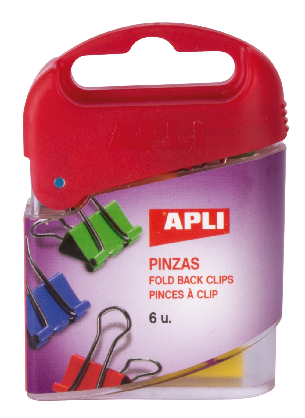 Apli Pinzas Abatibles 19mm - Acero Templado - Asas Niqueladas - Colores Surtidos - Caja de 6 - Sujecion Hasta 50 Hojas