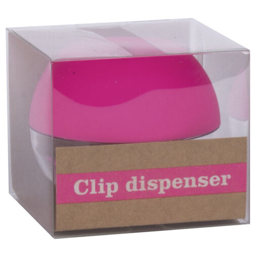 Apli Fluor Collection Dispensador de Clips - Ø 70x60 mm - Tapa Magnetica "Soft Touch" - Incluye 50 Clips Rosa Fluorescente 28 mm