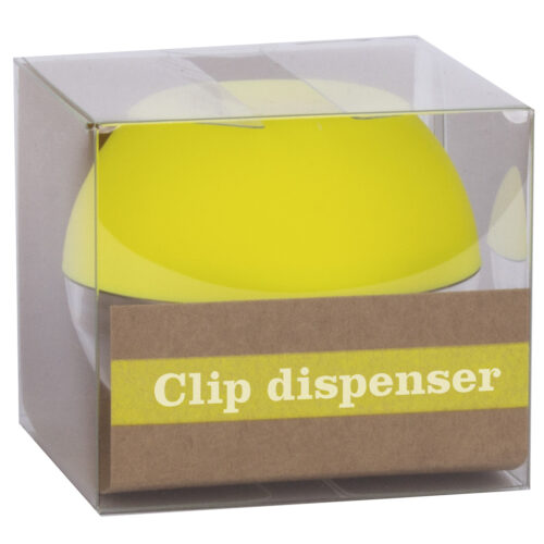 Apli Fluor Collection Dispensador de Clips - Ø 70x60 mm - Tapa Magnetica "Soft Touch" - Incluye 50 Clips Amarillo Fluorescente 28 mm