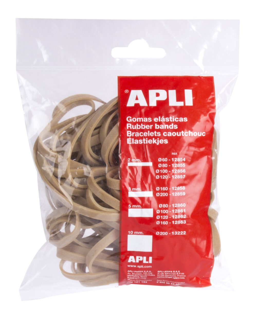 Apli Gomas Elasticas de Caucho Natural - Ø 160 x 5mm - Gran Elasticidad y Resistencia - Contenido 100 G