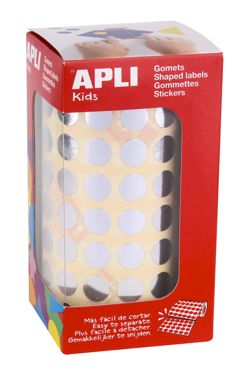 Apli Gomets Redondos Plata Metalizado - Ø 10.5mm - 5192 Unidades por Rollo - Desarrolla Habilidades y Capacidades en Nios