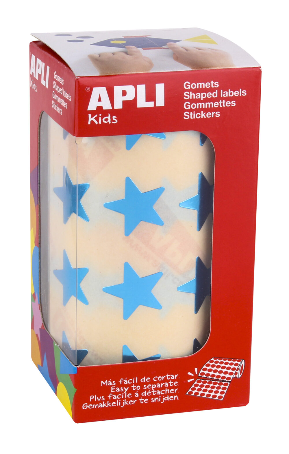Apli Gomets Estrella Azul Metalizado - Tamao 19.5mm - Adhesivo Permanente - 1416 Gomets por Rollo - Ideal para Actividades Creativas con Nios