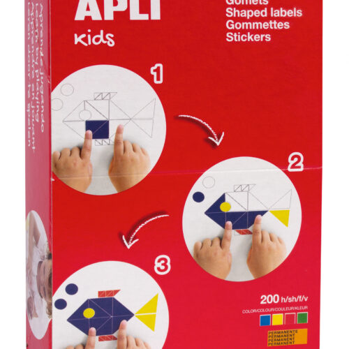 Apli Gomets Cuadrados Adhesivo Permanente - 12x12mm, 17x17mm y 23x23mm - 200 Hojas en Colores Surtidos - Desarrollo de Habilidades y Capacidades en Nios