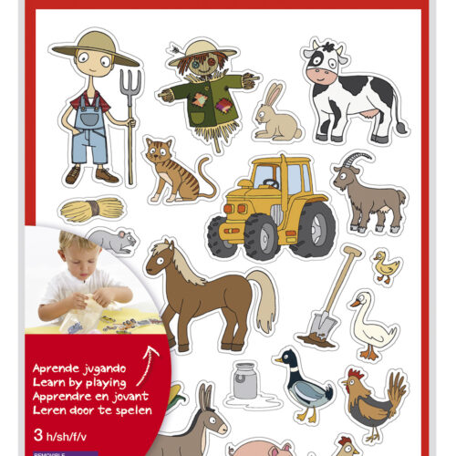 Apli Gomets Tematicos la Granja - 69 Gomets en 3 Hojas - Ilustraciones Educativas de Animales y Objetos de la Granja - Adhesivo Removible - Adhesivo Base Agua - Libre de Disolventes - Colorido