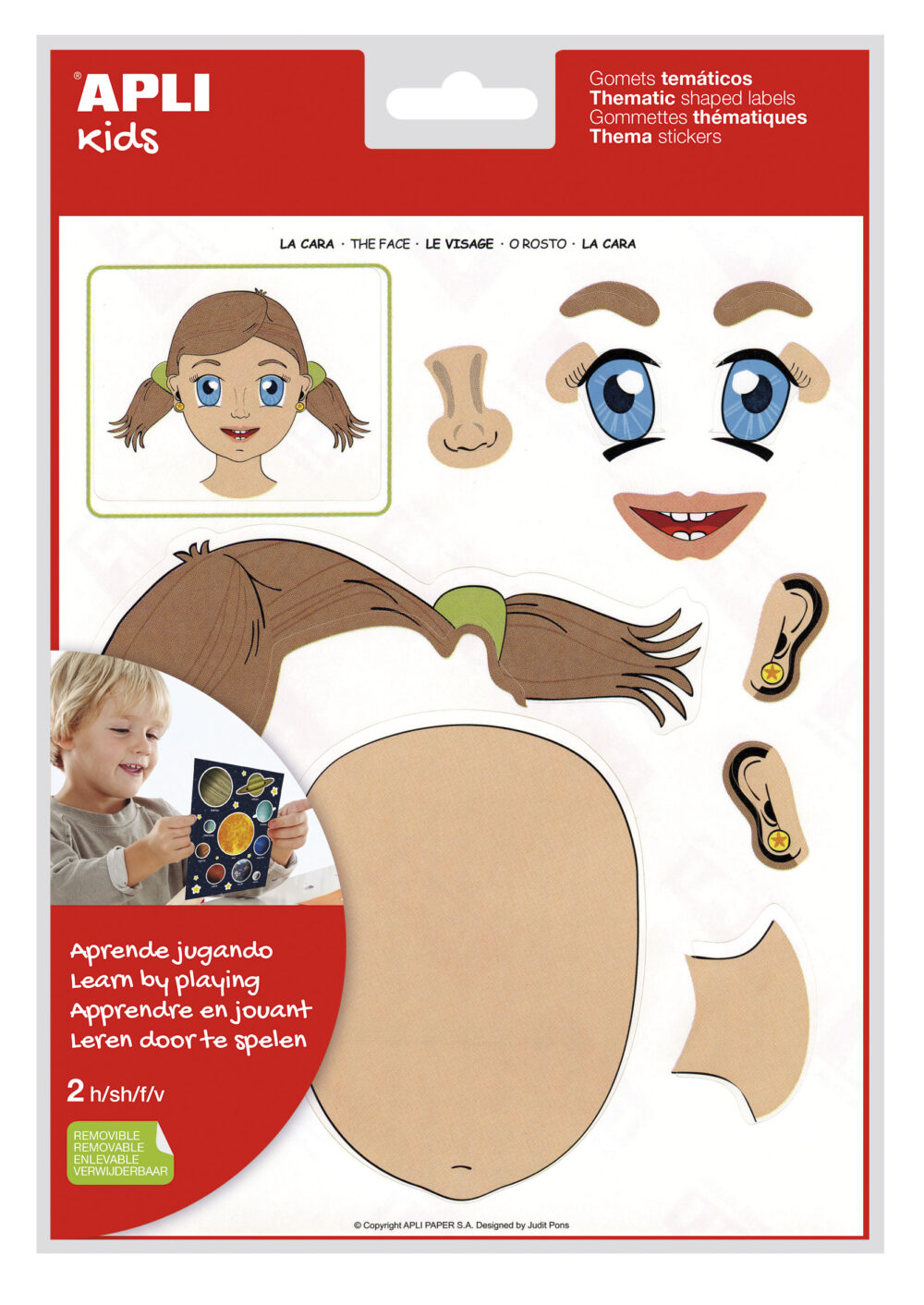 Apli Bolsa de Gomets Tematicos la Cara - 24 Gomets - Desarrollados con Educadores - Adhesivo Removible - Normas EN-71 y FSC - Adhesivo Base Agua - Libre de Disolventes - Papeles ECF - 100% Reciclables - Color Variado