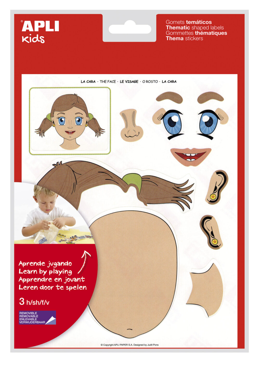 Apli Gomets Tematicos la Cara - 144 Unidades - Desarrollados con Educadores - Ayudan a Identificar Partes de la Cara - Adhesivo Removible - Ideal para Escuelas - Adhesivo Base Agua - Libre de Disolventes - Colorido