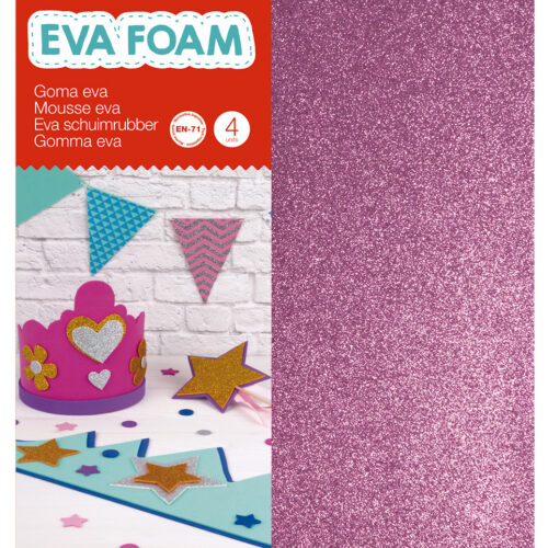 Apli Goma Eva Purpurina A4 4 Hojas - Blanco, Negro, Rojo y Azul - Ideal para Manualidades y Decoracion