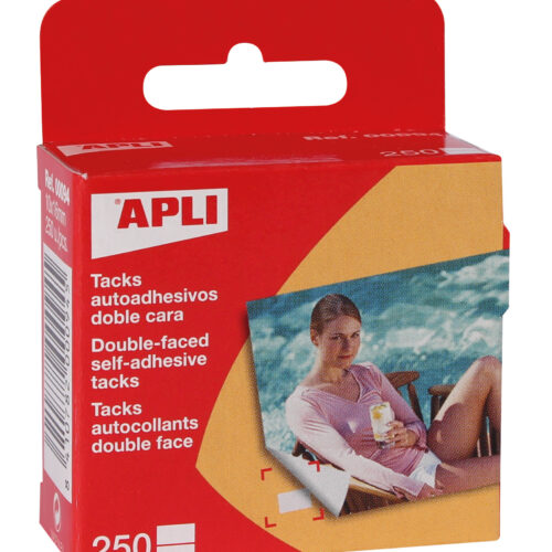 Apli Tacks Autoadhesivos Doble Cara 10x16mm - 250 Unidades por Caja - Ideal para Fotos, Scrapbooking y Manualidades - Libre de Acidos - Transparente