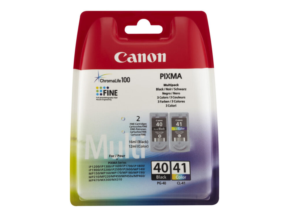 Canon PG40 Negro + CL41 Color Pack de 2 Cartuchos de Tinta Originales - 0615B043/0615B051