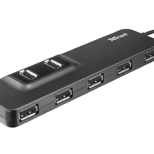 Trust Oila Hub 7 Puertos USB 2.0 - Alimentacion Externa - Proteccion Cortocircuitos - Cable de 1.40m - Color Negro