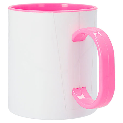 Taza plástico con borde, interior y asa de color