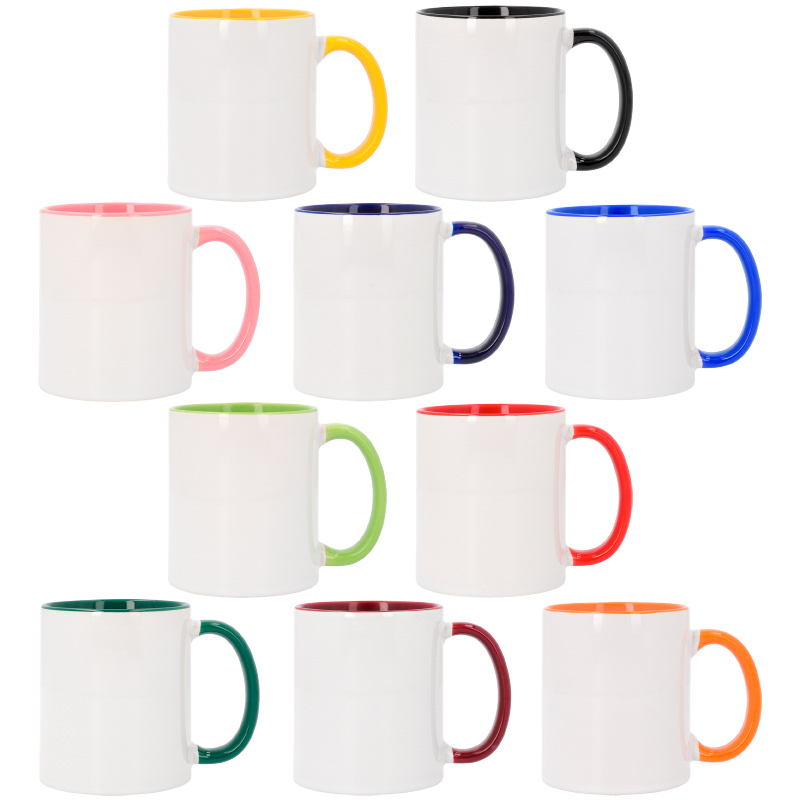 Taza cerámica borde, interior y asa color