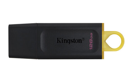 Kingston DataTraveler Exodia Memoria USB 128GB - USB 3.2 Gen 1 - Con Tapa - Enganche para Llavero - Color Negro (Pendrive)
