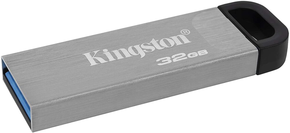 Kingston DataTraveler Kyson Memoria USB 32GB - 3.2 Gen 1 - 200 MB/s en Lectura - Diseño Metalico - Color Plata (Pendrive)