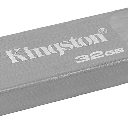 Kingston DataTraveler Kyson Memoria USB 32GB - 3.2 Gen 1 - 200 MB/s en Lectura - Diseño Metalico - Color Plata (Pendrive)