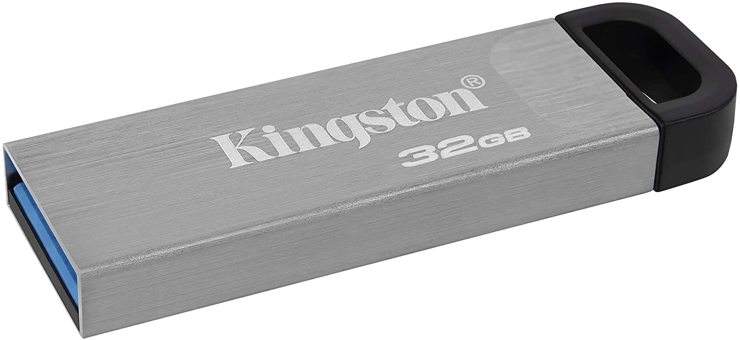 Kingston DataTraveler Kyson Memoria USB 32GB - 3.2 Gen 1 - 200 MB/s en Lectura - Diseño Metalico - Color Plata (Pendrive)