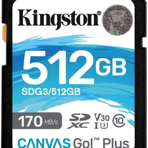 Kingston Tarjeta SDXC 512GB UHS-I U3 V30 Clase 10 170MB/s Canvas Go Plus
