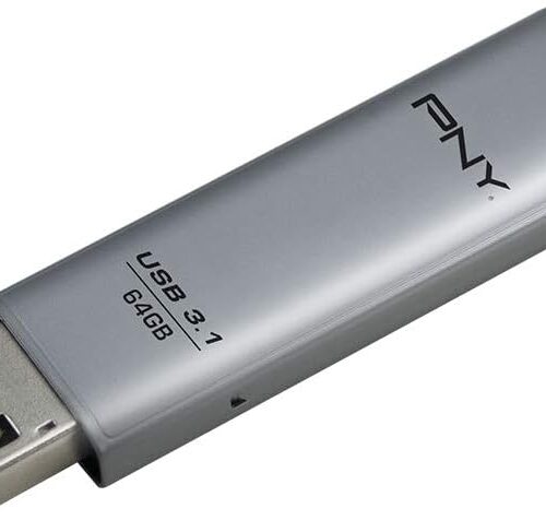 PNY Elite Steel Memoria USB 3.1 64GB - Acabado en Metal - Enganche para Llavero - Color Acero (Pendrive)