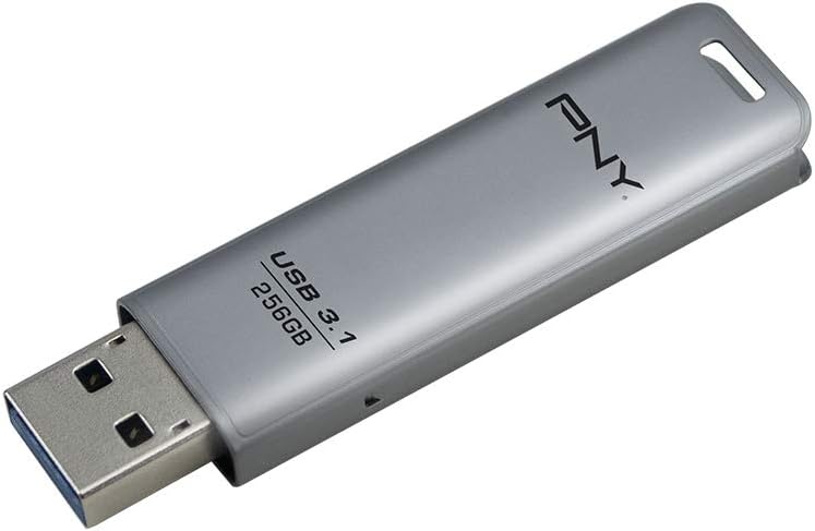 PNY Elite Steel Memoria USB 3.1 256GB - Acabado en Metal - Enganche para Llavero - Color Acero (Pendrive)