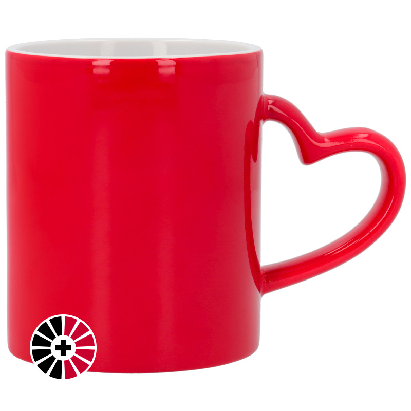 Taza cerámica mágica con asa corazón