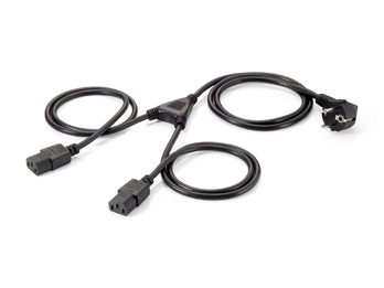 Equip Cable de Alimentacion C13 2x IEC C13 Hembra - 1x Shucko C7 90º Macho - Longitud 2.6m - Color Negro
