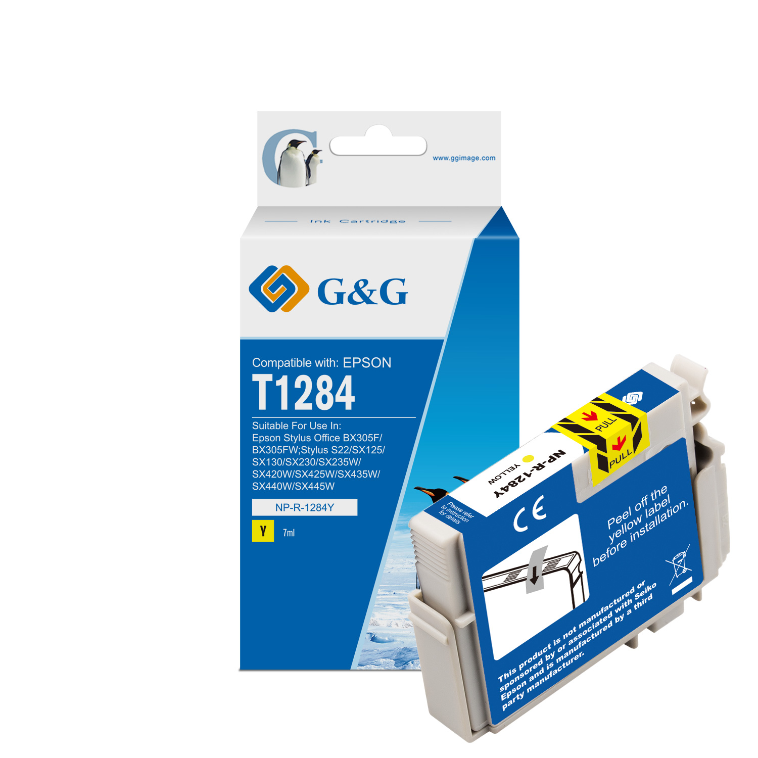 G&G Epson T1284 Amarillo Cartucho de Tinta Generico - Reemplaza C13T12844012